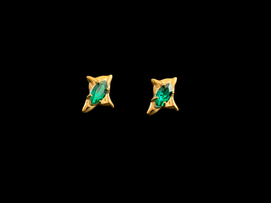 Emerald Green CZ Stud Earrings