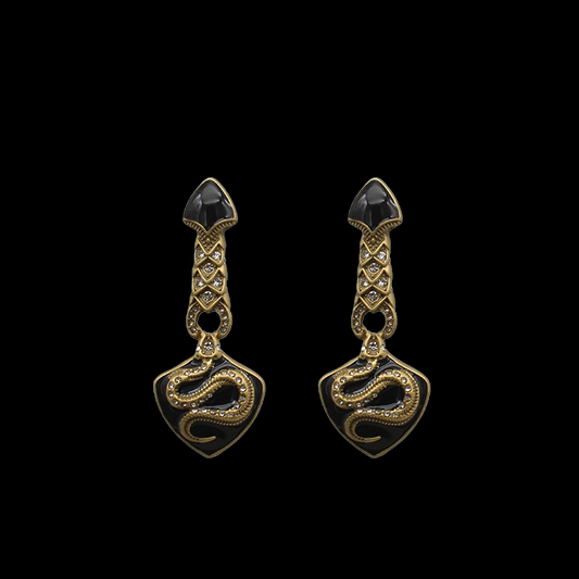 Black Enamel Serpent Earrings