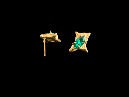 Emerald Green CZ Stud Earrings