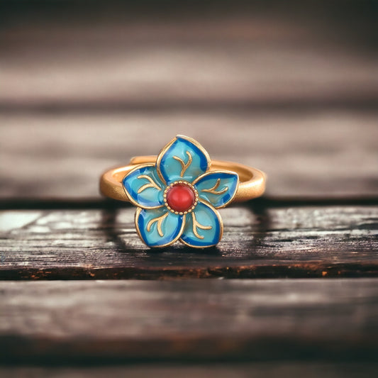 Vintage Style Cloisonne Flower Ring