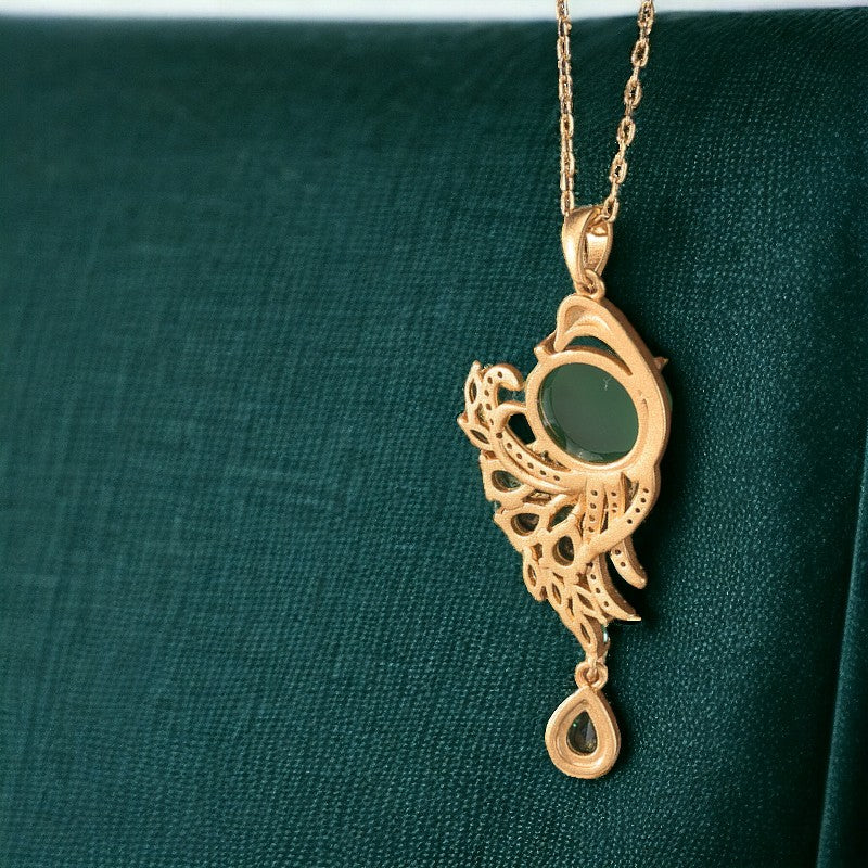 Chrysoprase Peacock Necklace