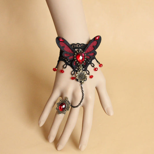 Gothic Butterfly Finger Ring Bracelet