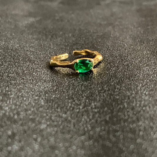 Emerald Green CZ Adjustable Ring
