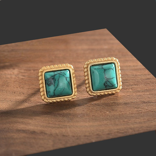 Turquoise Square Stud Earrings