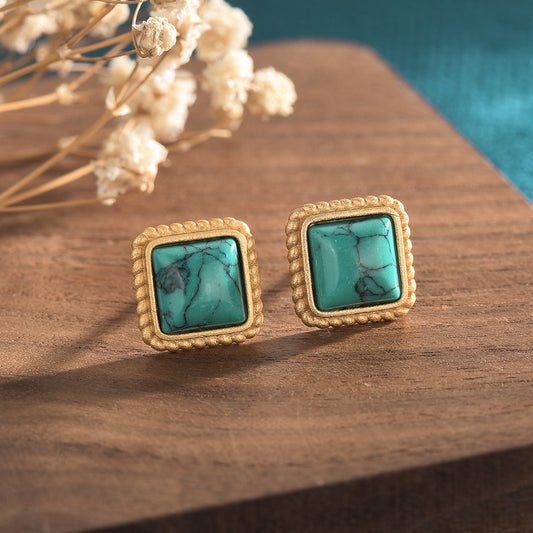 Turquoise Square Stud Earrings