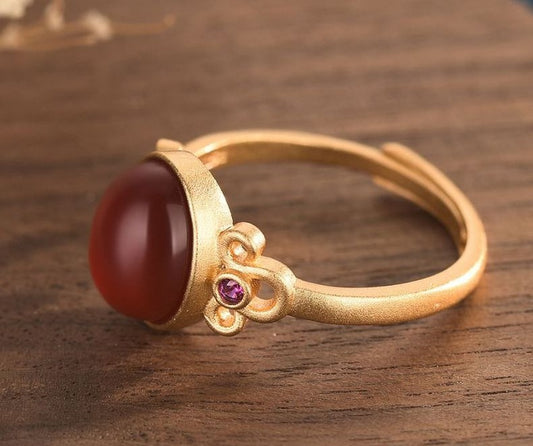 Vintage Style Agate Statement Ring