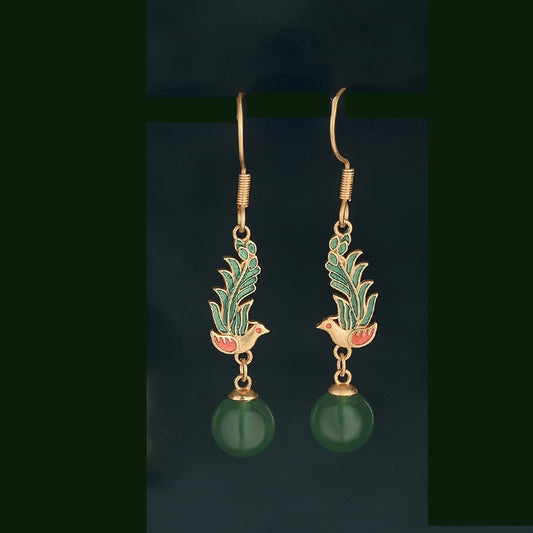 Magpie Chrysoprase Enamel Earrings