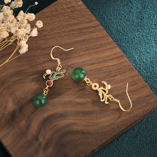 Enamel Floral Green Earrings