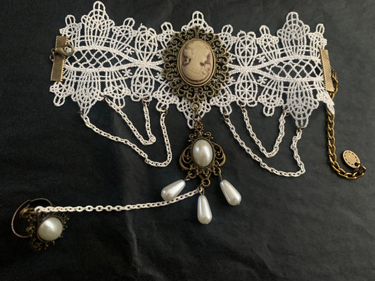 Gothic Lace Hand Chain Bracelet